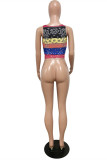 Multicolor Sexy Casual Print Asymmetrical U Neck Tops