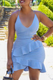 Pink Fashion Sexy Solid Backless Spaghetti Strap Sleeveless Dress
