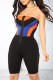 Black Street Geometric Print Patchwork Strapless Skinny Rompers