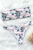 Pink Fashion Sexy Print Backless Swimwears