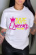 White Fashion Casual Print Basic O Neck T-Shirts