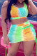 Orange Fashion Sexy Print Bandage U Neck Sleeveless Two Pieces