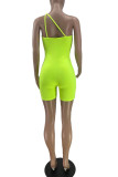Pink Sexy Solid Patchwork U Neck Skinny Rompers