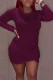 Burgundy Casual Solid Patchwork Asymmetrical O Neck Pencil Skirt Dresses