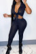 Black Sexy Casual Solid Bandage Turndown Collar Short Sleeve Two Pieces