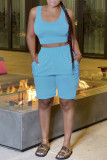 Pink Fashion Casual Solid Vests O Neck Sleeveless Two Pieces