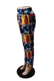 Colour Casual Print Patchwork Harlan High Waist Harlan Full Print Bottoms