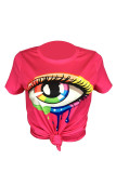 Yellow Fashion Casual Eyes Printed Basic O Neck T-Shirts
