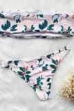 Pink Fashion Sexy Print Backless Swimwears