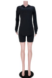 Grey Fashion Casual Solid Slit Hooded Collar Long Sleeve Two Pieces