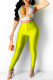Fluorescent Green Sexy Print Patchwork Halter Sleeveless Two Pieces