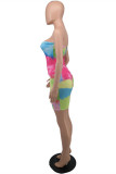 Colour Fashion Sexy Print Backless Strapless Sleeveless Dress