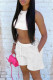 White Casual Solid Vests O Neck Sleeveless Two Pieces
