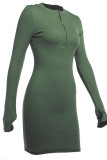 White Casual Solid Patchwork Zipper Collar Pencil Skirt Dresses