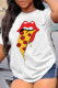 White Fashion Casual Print Basic O Neck T-Shirts