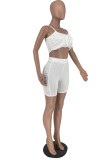 White Sexy Casual Solid Backless Spaghetti Strap Sleeveless Two Pieces