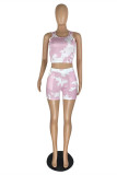 Pink Casual Sportswear Print Vests O Neck Sleeveless Two Pieces
