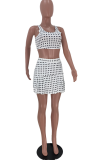 Yellow Sexy Print Patchwork Square Collar Sleeveless Two Pieces