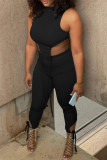 Red Sexy Casual Solid Asymmetrical O Neck Sleeveless Two Pieces