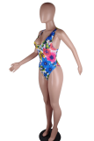 White Sexy Street Print Patchwork Swimwears