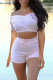 Pink Fashion Casual Solid Basic V Neck Short Sleeve Two Pieces
