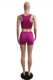 Pink Casual Sportswear Solid Vests U Neck Sleeveless Two Pieces
