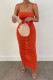 Orange Fashion Sexy Solid See-through Backless Spaghetti Strap Dresses