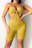Red Sexy Solid Patchwork Spaghetti Strap Skinny Rompers