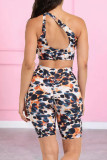 Black Yellow Sexy Print Backless Asymmetrical Swimwears
