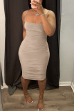Red Fashion Sexy Solid Backless Spaghetti Strap Sleeveless Dress