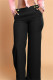 Black Fashion Casual Solid Pocket Regular High Waist Conventional Solid Color Bottoms