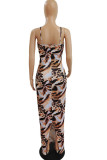 Leopard Print Sexy Print Leopard Patchwork Spaghetti Strap Sling Dress Dresses