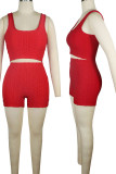 Pink Casual Solid Patchwork U Neck Sleeveless Two Pieces
