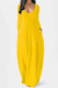Yellow Fashion Casual Solid Pocket V Neck Long Sleeve Dresses