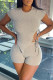 Light Gray Fashion Casual Solid Bandage Asymmetrical O Neck Short Sleeve Two Pieces