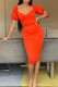 Red Sexy Casual Solid Basic V Neck Short Sleeve Dress