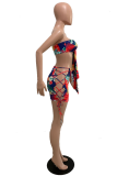 Colour Sexy Print Patchwork Strapless Two Pieces