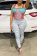 Pink Casual Print Patchwork Skinny Jumpsuits