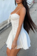 White Sexy Solid Patchwork Spaghetti Strap Cake Skirt Dresses