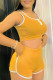 Yellow Casual Solid Patchwork U Neck Sleeveless Two Pieces