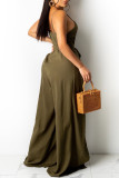 Purple Fashion Sexy Solid Backless Slit Spaghetti Strap Regular Jumpsuits