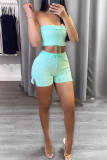 Pink Sexy Casual Solid Backless Strapless Sleeveless Two Pieces