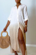 Brown Casual Patchwork Patchwork Turndown Collar Irregular Dress Dresses