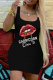 Black Fashion Casual Letter Lips Printed Vests U Neck Sleeveless Dress