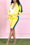 Red Sportswear Color Block Patchwork Turndown Collar Long Sleeve Two Pieces