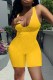 Yellow Sexy Casual Solid Basic U Neck Sleeveless Skinny Romper