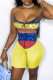 Yellow Fashion Sexy Print Backless Spaghetti Strap Sleeveless Two Pieces
