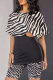Black Casual Animal Print Patchwork O Neck Short Sleeve Two Pieces
