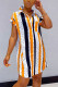 Orange Fashion Sexy Striped Short Sleeve Shirt Dress