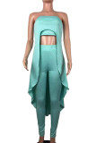 Pink Fashion Sexy Solid Backless Asymmetrical Strapless Sleeveless Two Pieces